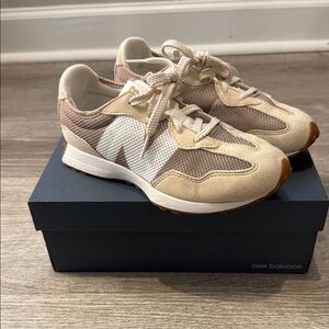 New Balance 327 Tan and White Athletic Shoes